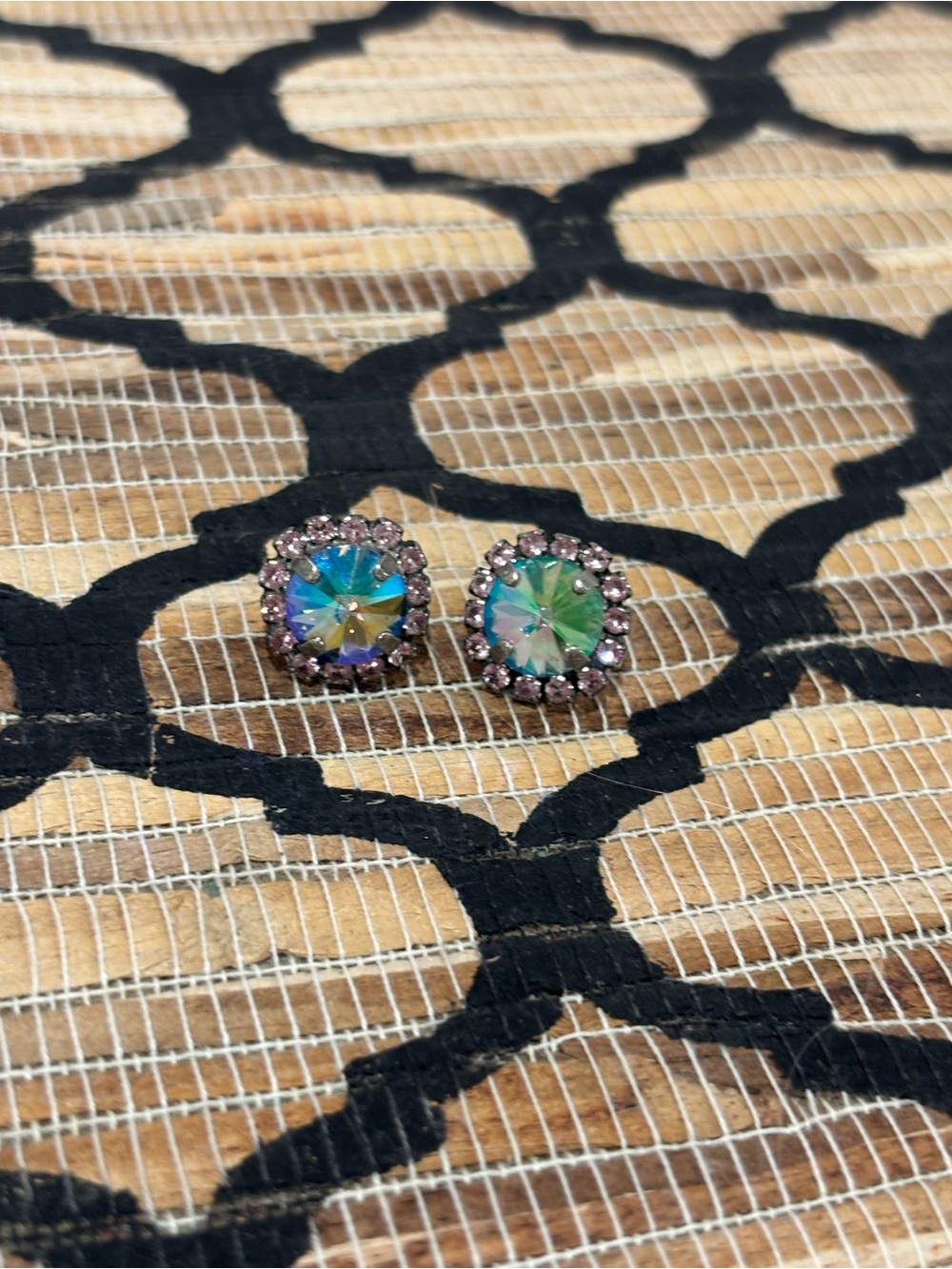 Sabika Stud Earrings with Clear Crystal Halo - Picture 2 of 3